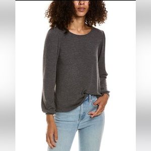 NWT Michael Stars Gray Gianna Soft V Neck Puff Sleeve Top Size X Small